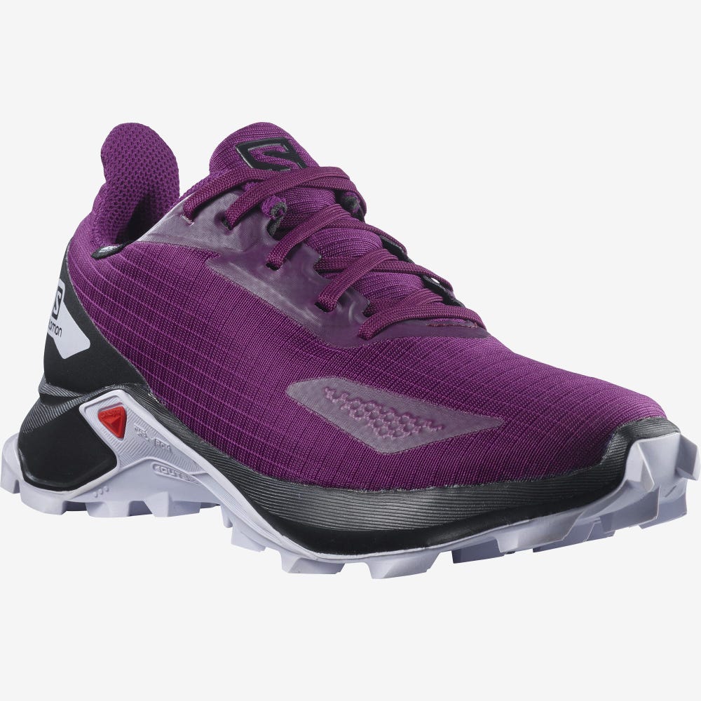 Kids' Salomon ALPHACROSS BLAST CLIMASALOMON™ WATERPROOF Trail Running Shoes Purple/Black/Purple | SA14382-162