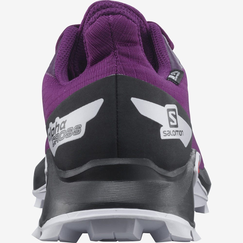 Kids' Salomon ALPHACROSS BLAST CLIMASALOMON™ WATERPROOF Trail Running Shoes Purple/Black/Purple | SA14382-162