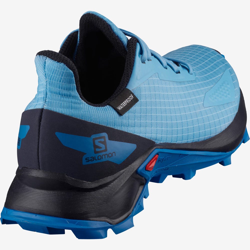 Kids' Salomon ALPHACROSS BLAST CLIMASALOMON™ WATERPROOF Trail Running Shoes Blue/Navy/Indigo | SA79583-147