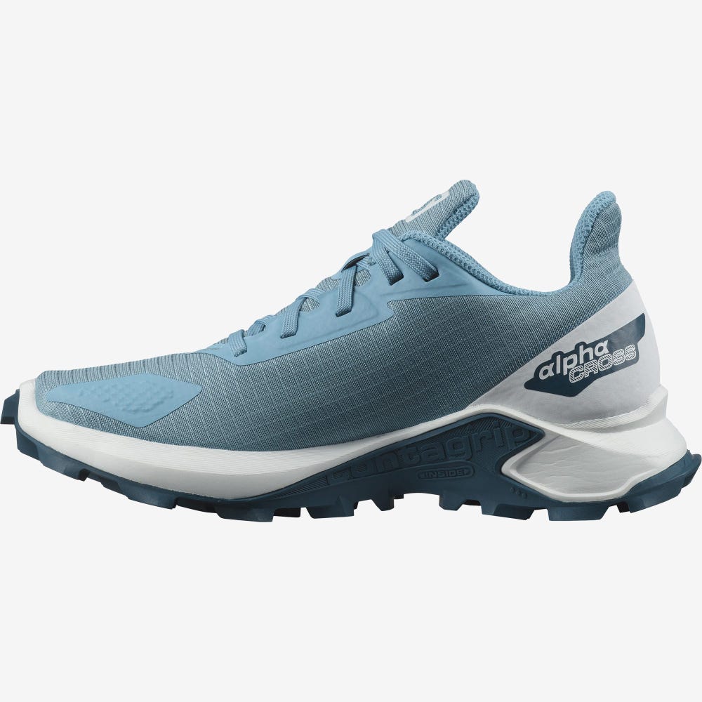 Kids' Salomon ALPHACROSS BLAST Running Shoes Blue/White/Blue | SA34097-697