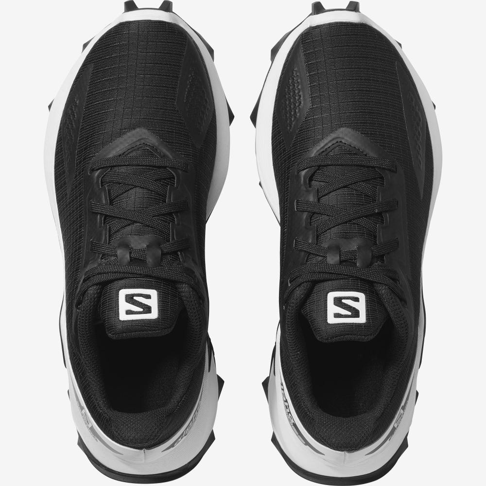 Kids' Salomon ALPHACROSS BLAST Running Shoes Black/White/Black | SA57943-169