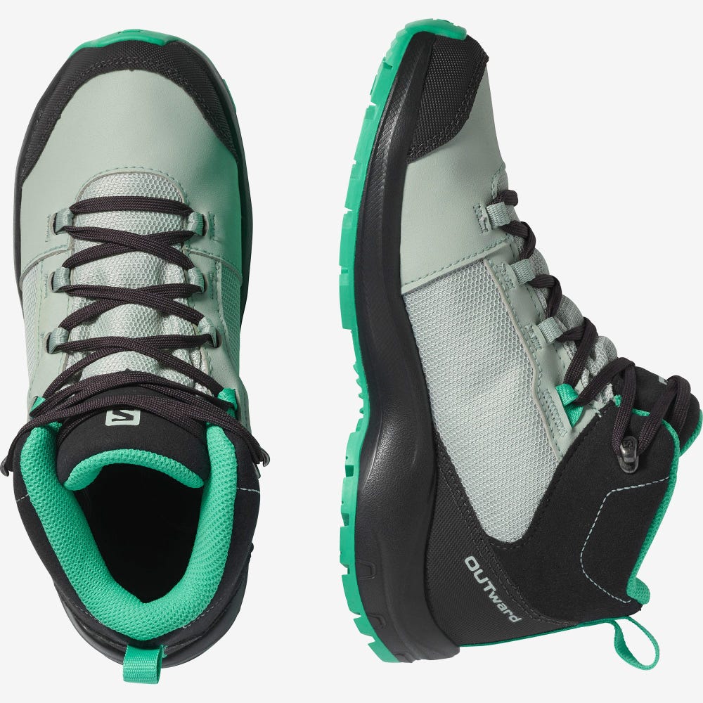 Kids' Salomon OUTWARD CLIMASALOMON™ WATERPROOF Hiking Boots Light Turquoise/Grey/Mint | SA03675-289