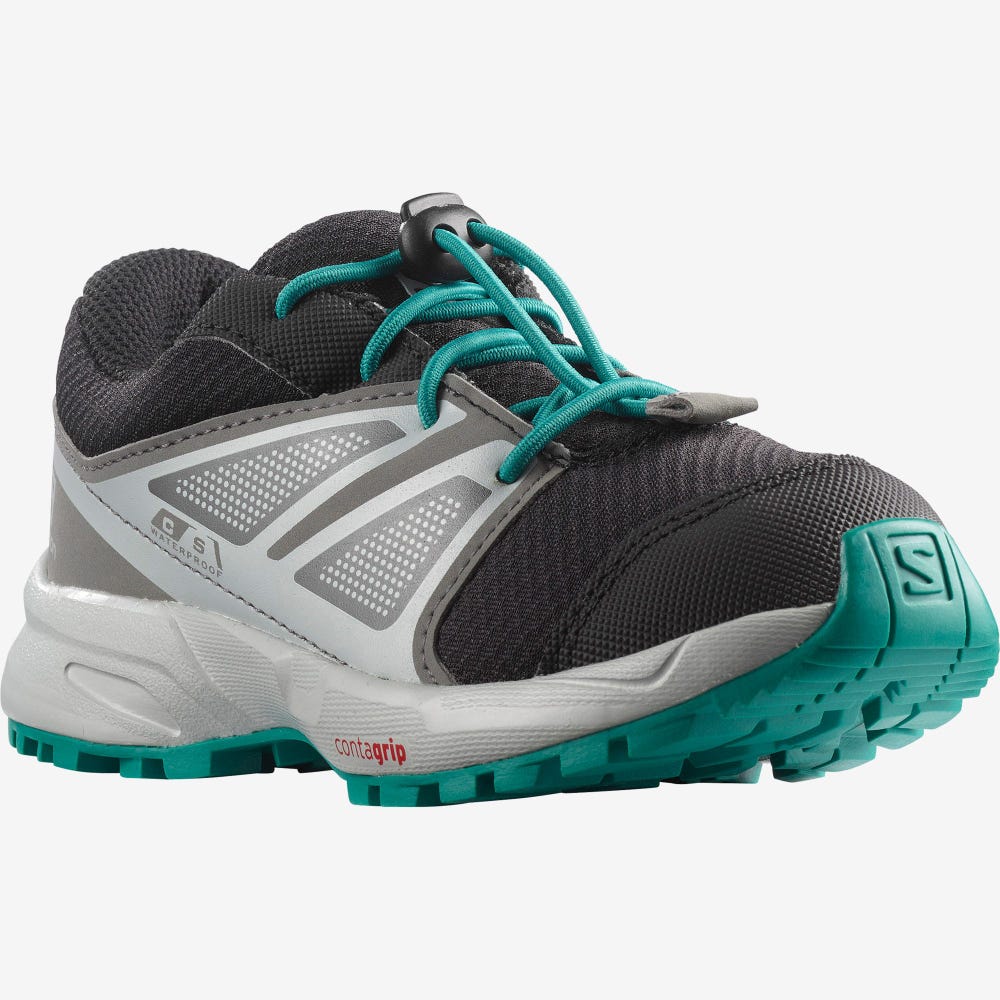 Kids' Salomon SENSE CLIMASALOMON™ WATERPROOF Running Shoes Black/Blue | SA04628-739