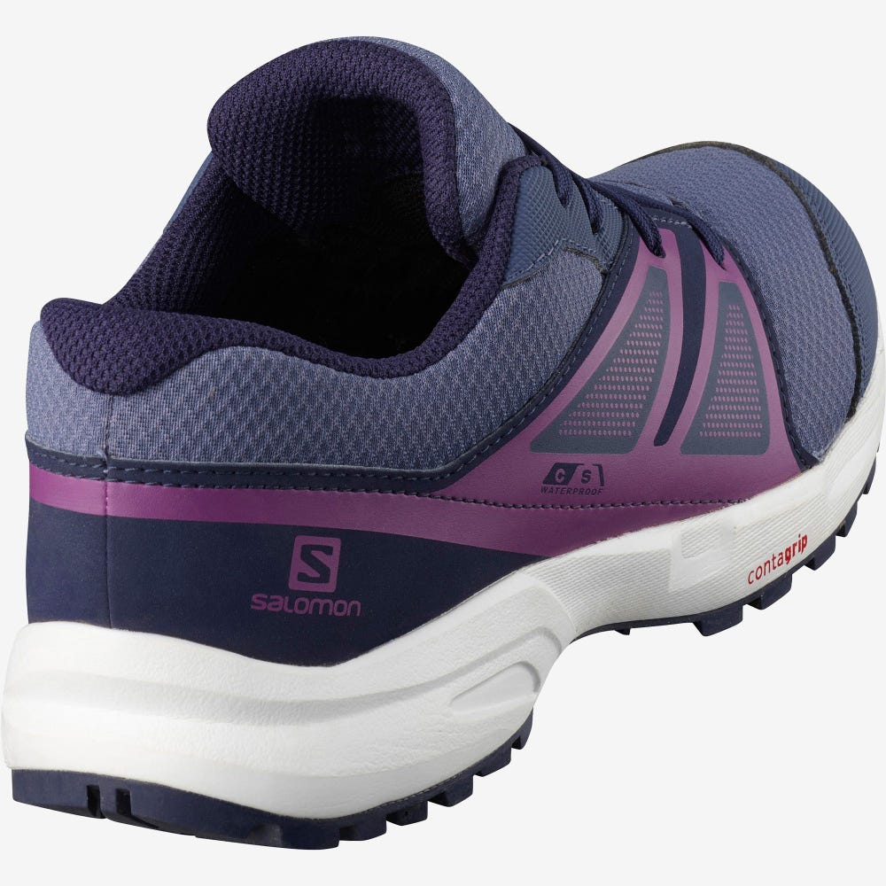 Kids' Salomon SENSE CLIMASALOMON™ WATERPROOF Running Shoes Blue/Purple | SA27490-819