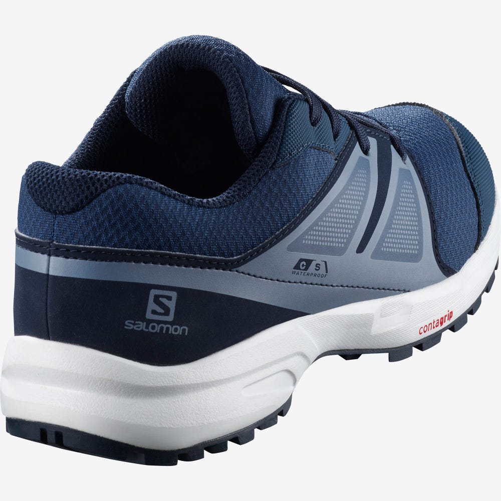 Kids' Salomon SENSE CLIMASALOMON™ WATERPROOF Trail Running Shoes Navy/Grey | SA70962-486