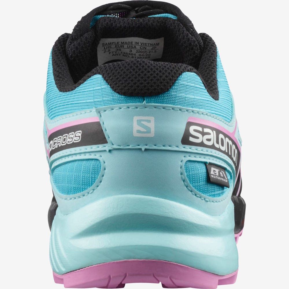 Kids' Salomon SPEEDCROSS CLIMASALOMON™ WATERPROOF Trail Running Shoes Blue/Turquoise/Purple | SA07614-815