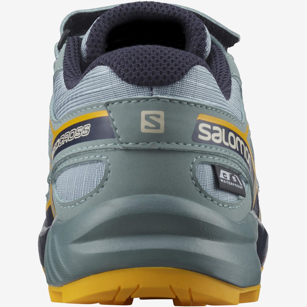 Kids' Salomon SPEEDCROSS CLIMASALOMON™ WATERPROOF Trail Running Shoes Green | SA43682-043