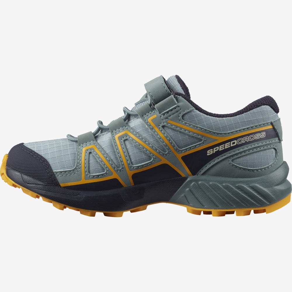 Kids' Salomon SPEEDCROSS CLIMASALOMON™ WATERPROOF Trail Running Shoes Green | SA43682-043