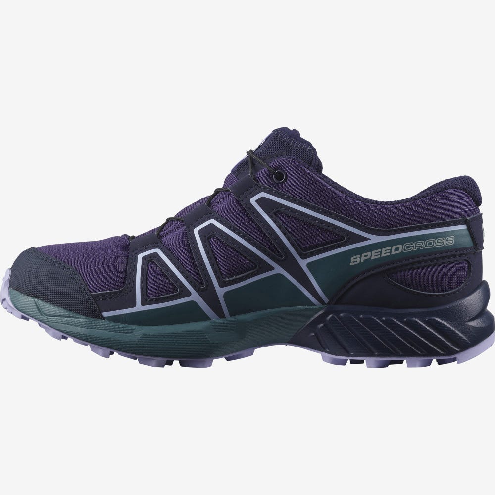 Kids' Salomon SPEEDCROSS CLIMASALOMON™ WATERPROOF Hiking Boots Purple/Blue/Lavender | SA51436-150