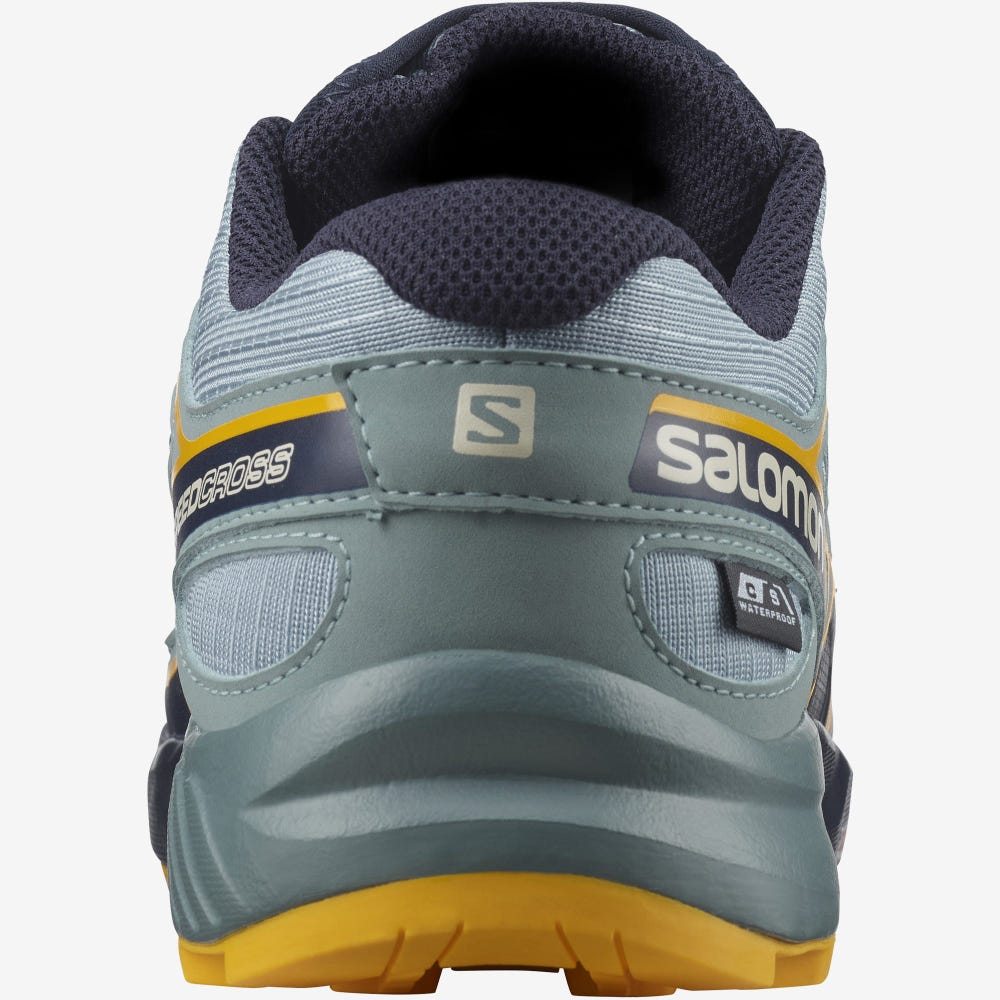 Kids' Salomon SPEEDCROSS CLIMASALOMON™ WATERPROOF Trail Running Shoes Green | SA68219-795