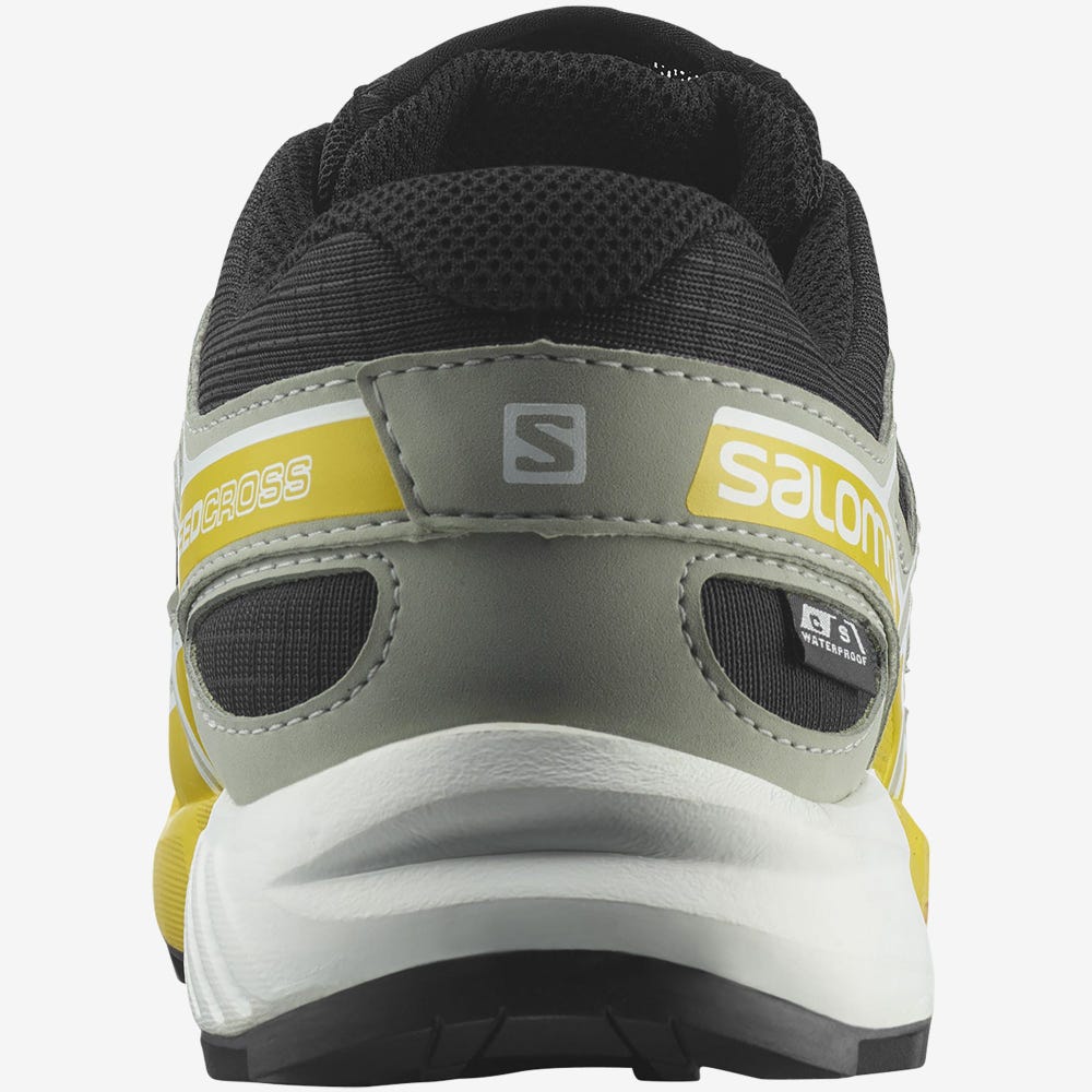 Kids' Salomon SPEEDCROSS CLIMASALOMON™ WATERPROOF Trail Running Shoes Black/Lemon | SA87253-728