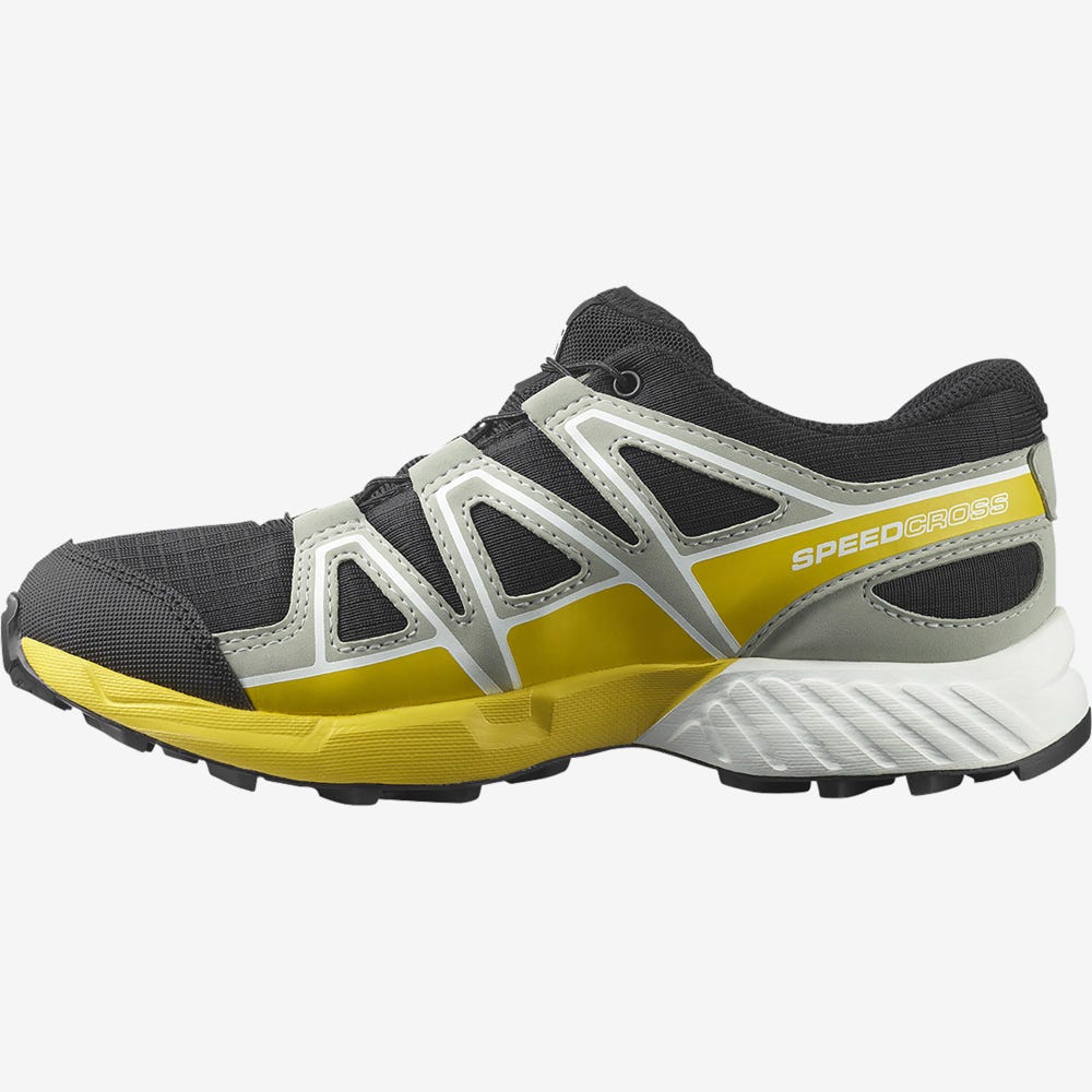 Kids' Salomon SPEEDCROSS CLIMASALOMON™ WATERPROOF Trail Running Shoes Black/Lemon | SA87253-728