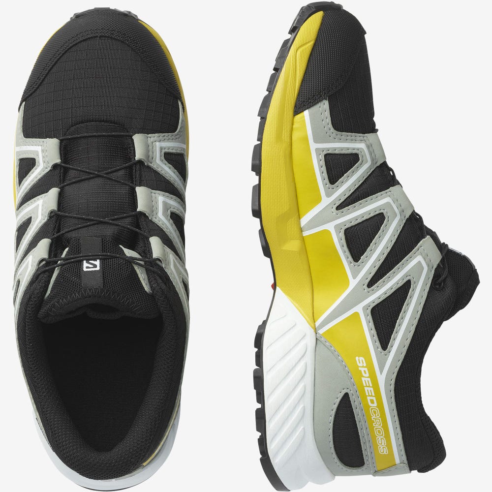 Kids' Salomon SPEEDCROSS CLIMASALOMON™ WATERPROOF Trail Running Shoes Black/Lemon | SA87253-728