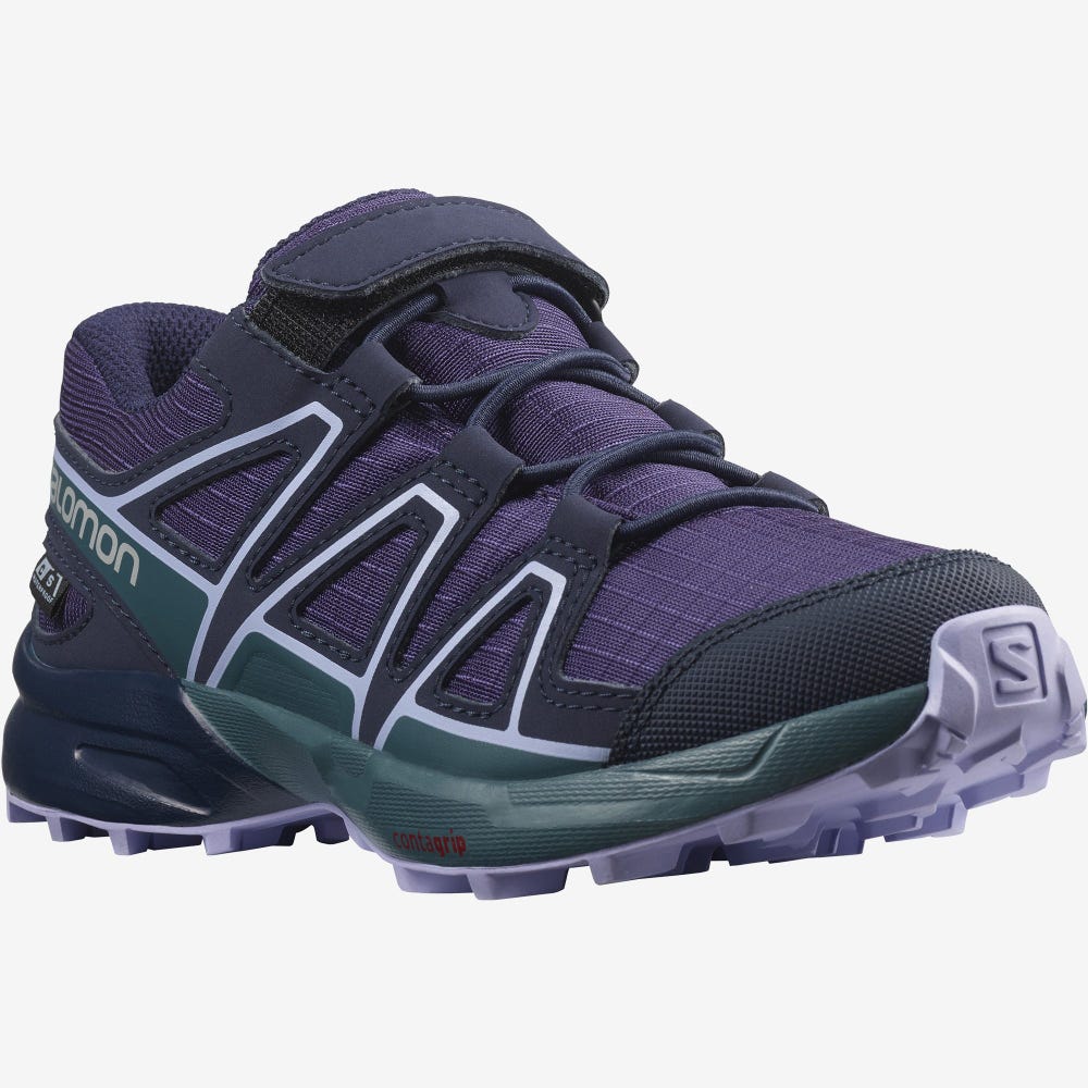 Kids' Salomon SPEEDCROSS CLIMASALOMON™ WATERPROOF Trail Running Shoes Purple/Blue/Lavender | SA96105-623