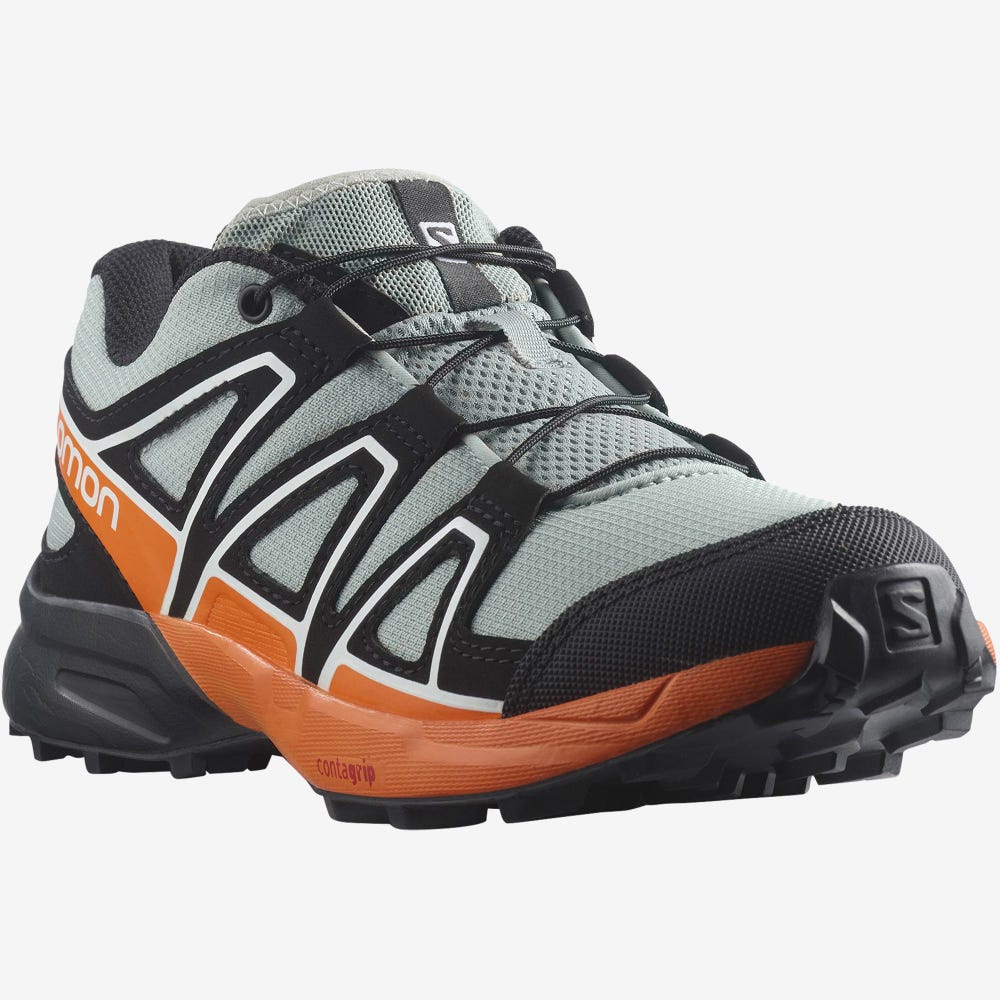 Kids' Salomon SPEEDCROSS Hiking Boots Green/Black/Orange | SA40967-692