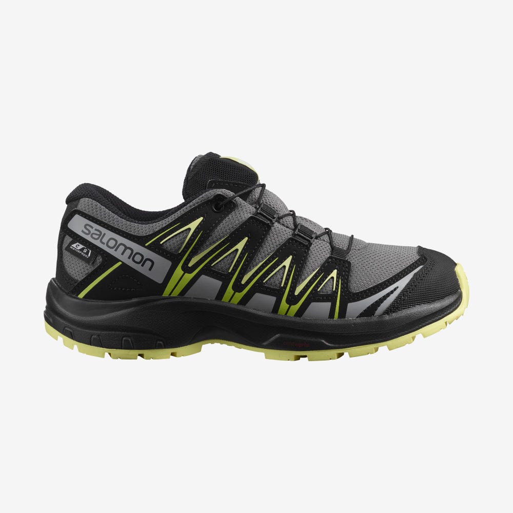 Kids\' Salomon XA PRO 3D CLIMASALOMON™ WATERPROOF Trail Running Shoes Black | SA95237-256