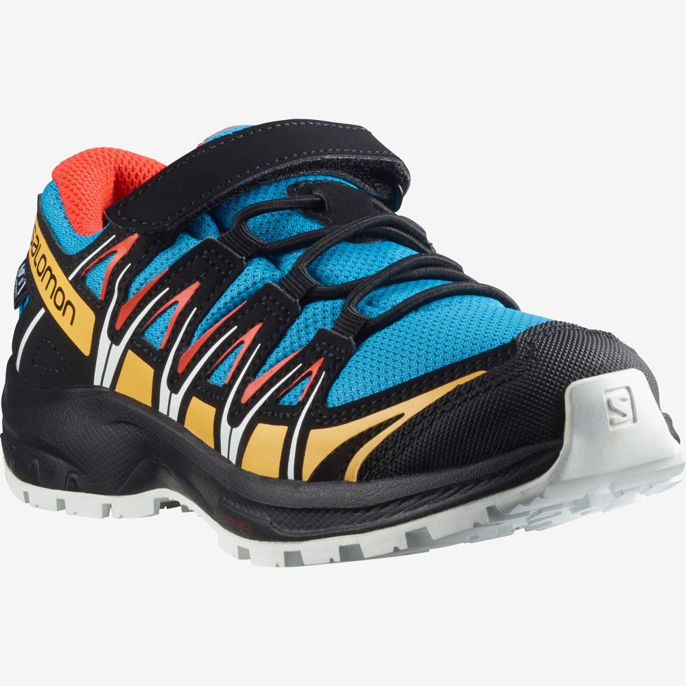 Kids' Salomon XA PRO 3D CSWP K Hiking Boots Blue/Black/ Apricot | SA73158-258