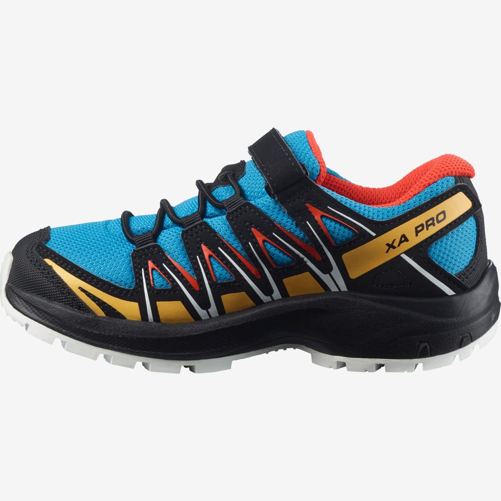 Kids' Salomon XA PRO 3D CSWP K Hiking Boots Blue/Black/ Apricot | SA73158-258