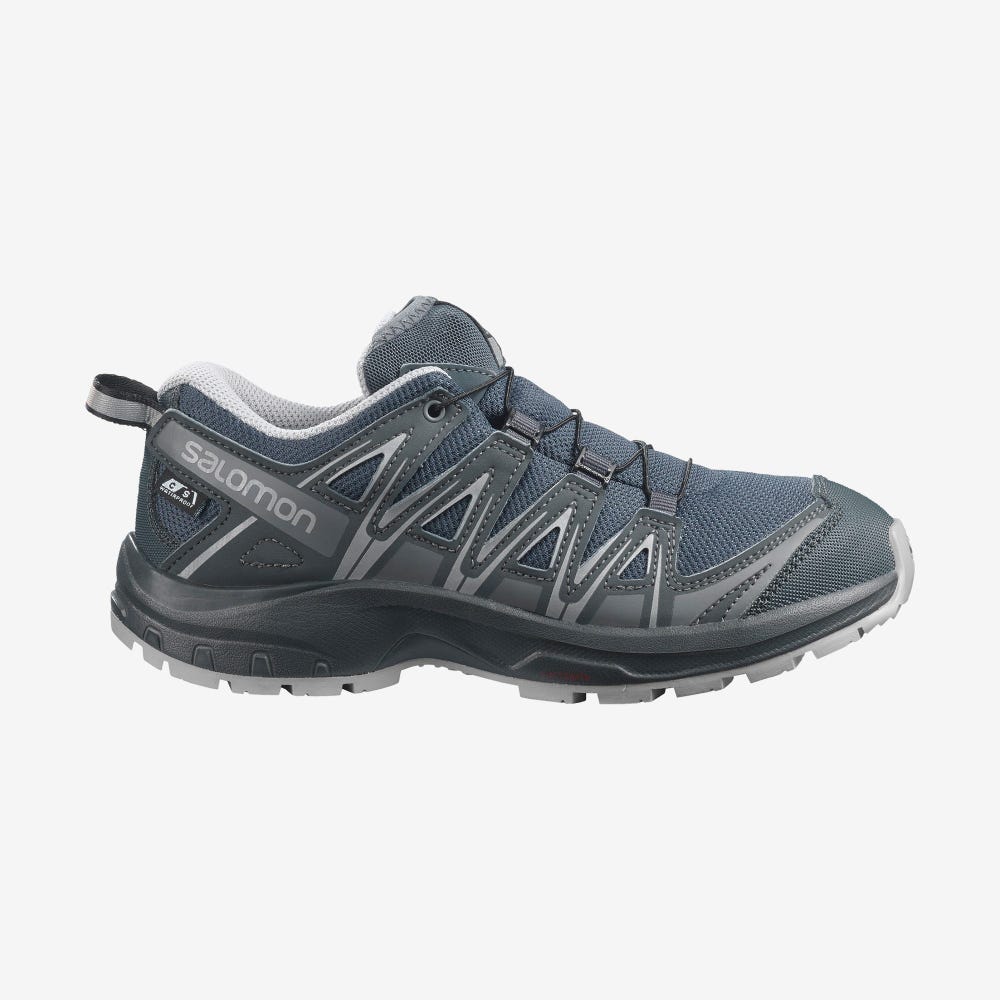 Kids\' Salomon XA PRO 3D CSWP NOCTURNE J Trail Running Shoes Grey/Navy | SA39826-390