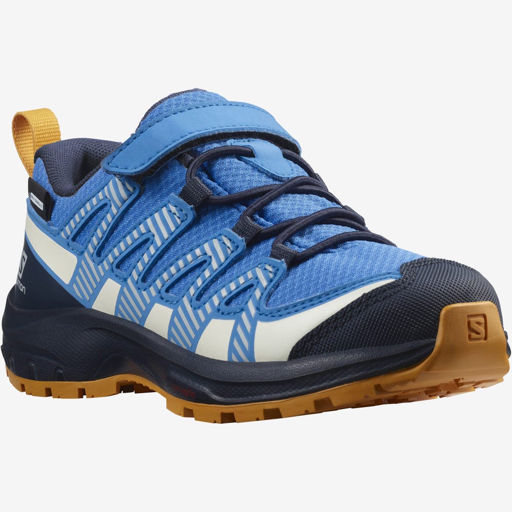 Kids' Salomon XA PRO V8 CLIMASALOMON™ WATERPROOF Trail Running Shoes Blue/Navy | SA20649-204