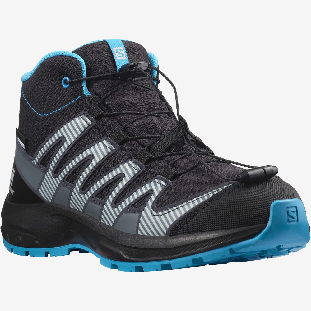 Kids' Salomon XA PRO V8 MID CLIMASALOMON™ WATERPROOF Hiking Boots Black | SA26974-647