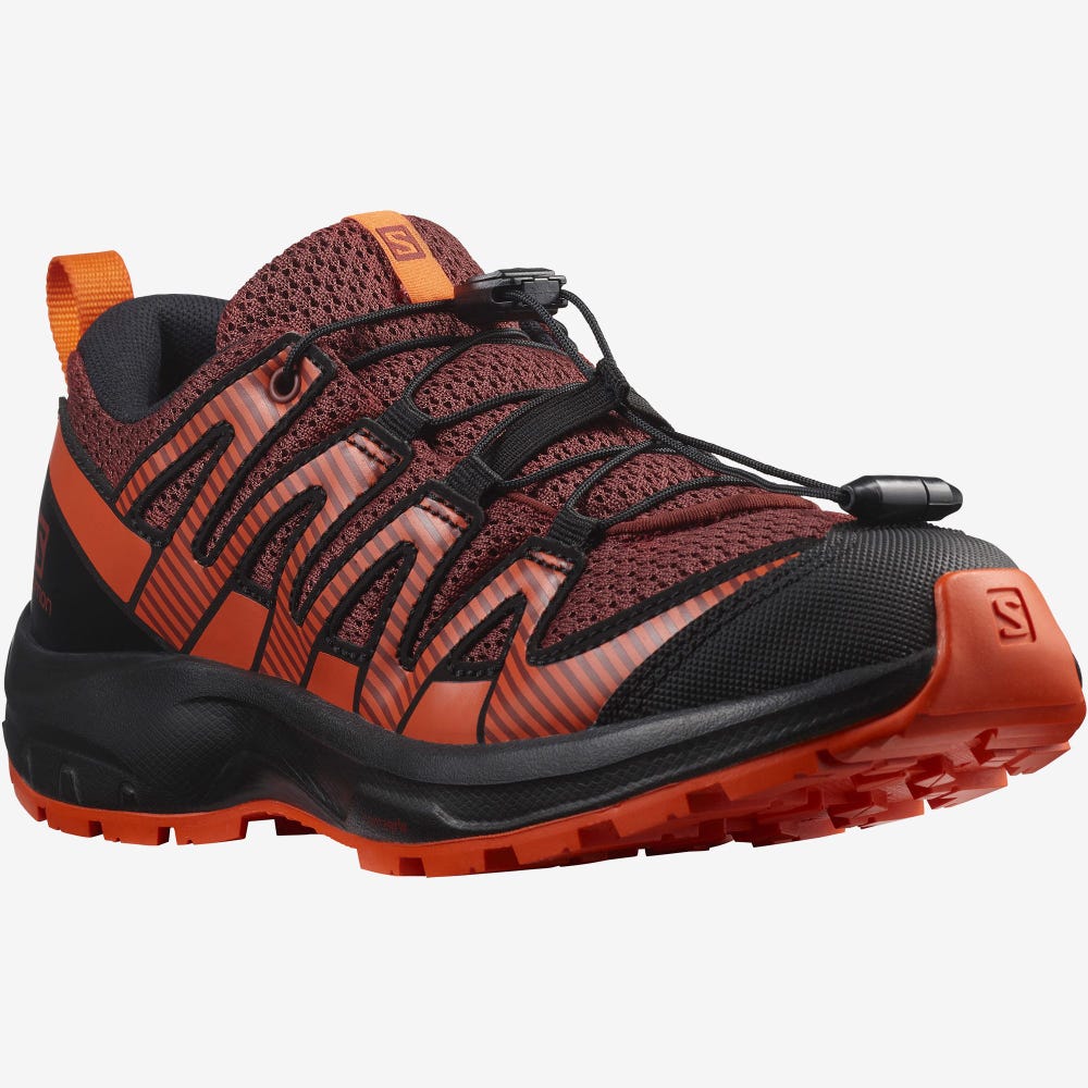 Kids' Salomon XA PRO V8 Trail Running Shoes Brown/Black/Red Orange | SA73981-261