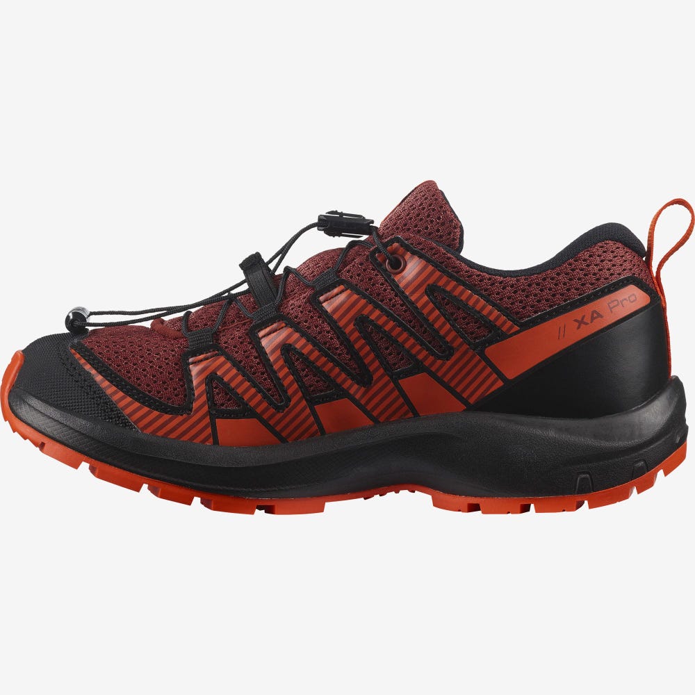 Kids' Salomon XA PRO V8 Trail Running Shoes Brown/Black/Red Orange | SA73981-261