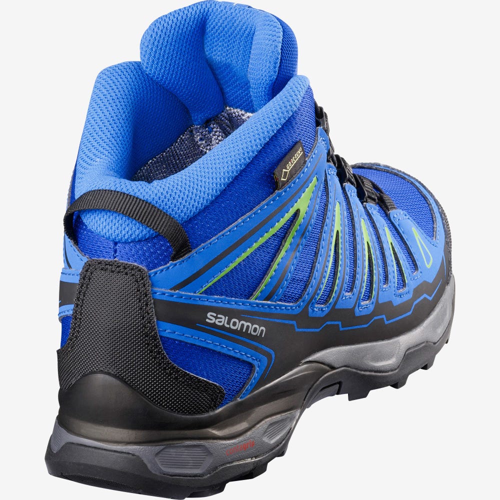 Kids' Salomon X-ULTRA MID GORE-TEX Hiking Boots Blue/Light Blue/Green | SA25193-968