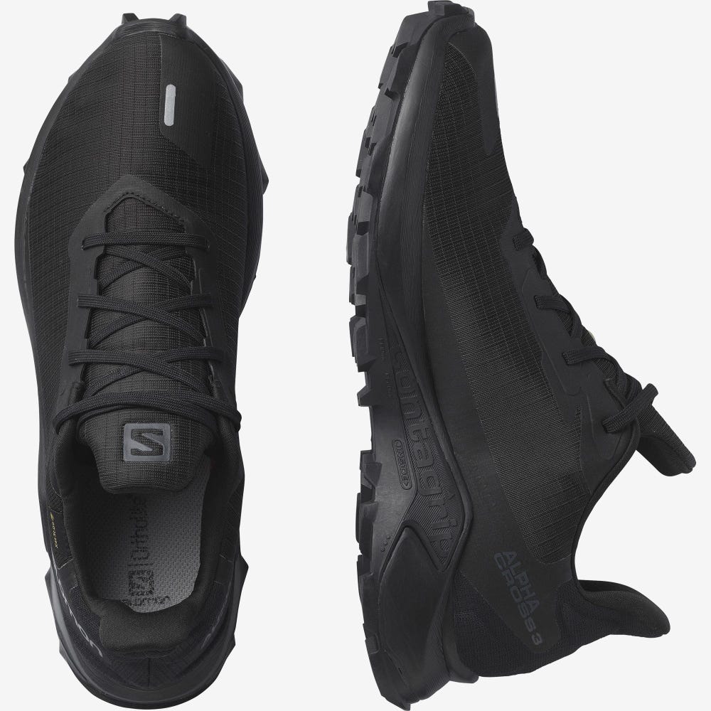 Men's Salomon ALPHACROSS 3 GORE-TEX Trail Running Shoes Black | SA20579-604