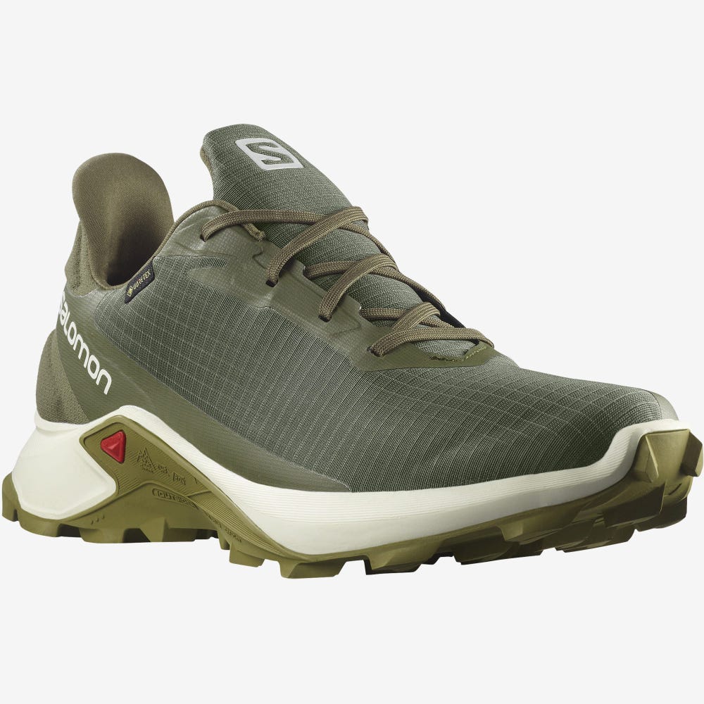 Men's Salomon ALPHACROSS 3 GORE-TEX Trail Running Shoes Olive/Light Yellow/Green | SA98273-795