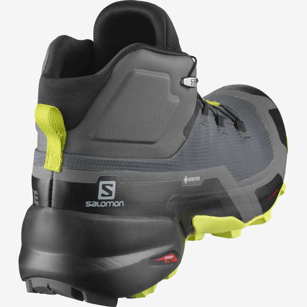 Men's Salomon CROSS HIKE MID GORE-TEX Hiking Boots Grey/Black/Light Green | SA54019-264