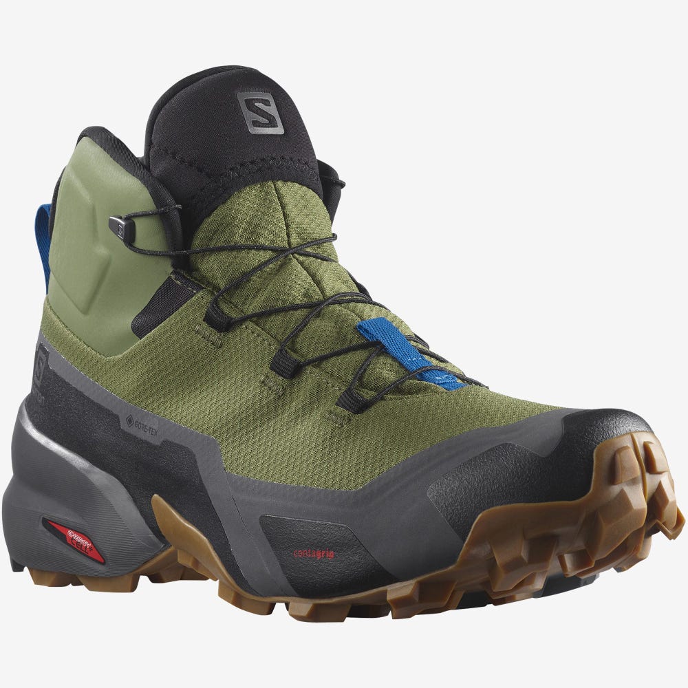 Men's Salomon CROSS HIKE MID GORE-TEX Hiking Boots Olive | SA59726-461