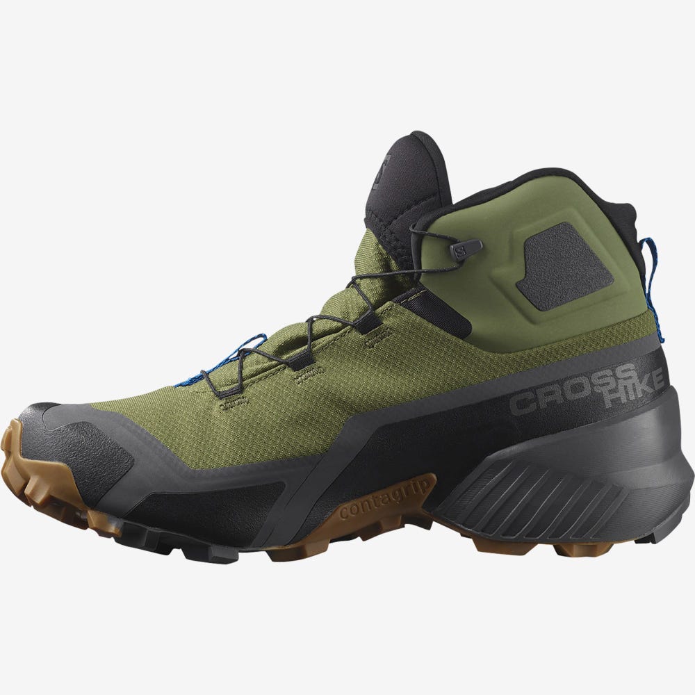 Men's Salomon CROSS HIKE MID GORE-TEX Hiking Boots Olive | SA59726-461