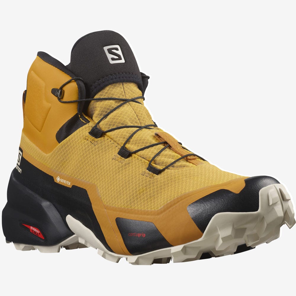 Men's Salomon CROSS HIKE MID GORE-TEX Hiking Boots Yellow/Black | SA91753-576