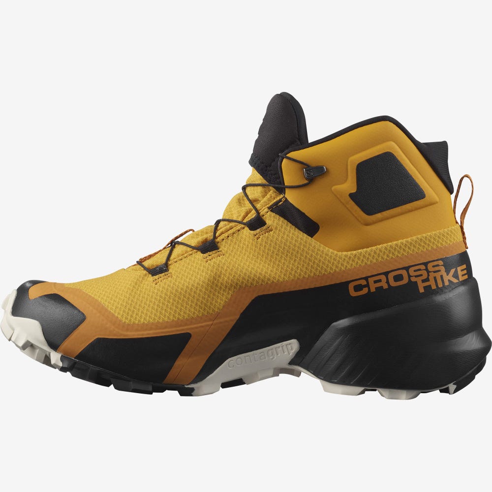 Men's Salomon CROSS HIKE MID GORE-TEX Hiking Boots Yellow/Black | SA91753-576