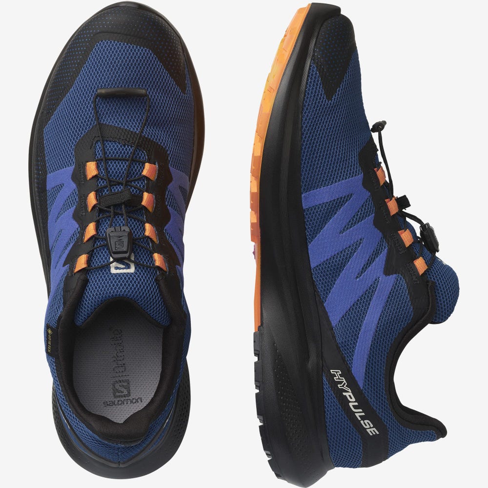 Men's Salomon HYPULSE GORE-TEX Trail Running Shoes Blue/Black/Orange | SA94836-816