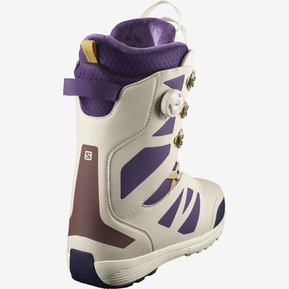 Men's Salomon LAUNCH LACE SJ BOA TEAM Snowboard Boots Beige/Purple | SA98251-875