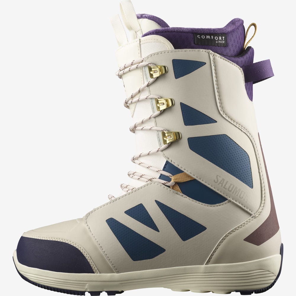 Men's Salomon LAUNCH LACE SJ BOA TEAM Snowboard Boots Beige/Purple | SA98251-875