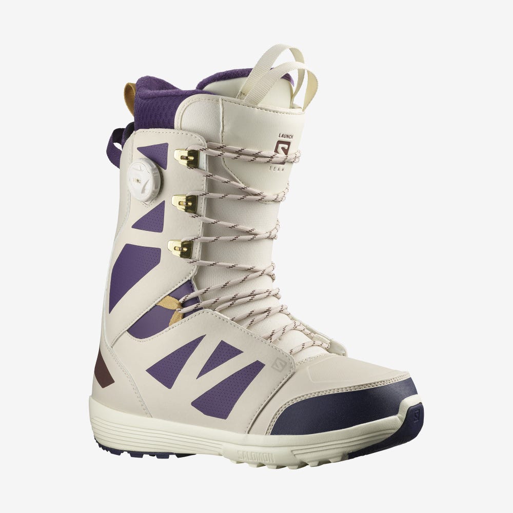 Men\'s Salomon LAUNCH LACE SJ BOA TEAM Snowboard Boots Beige/Purple | SA98251-875