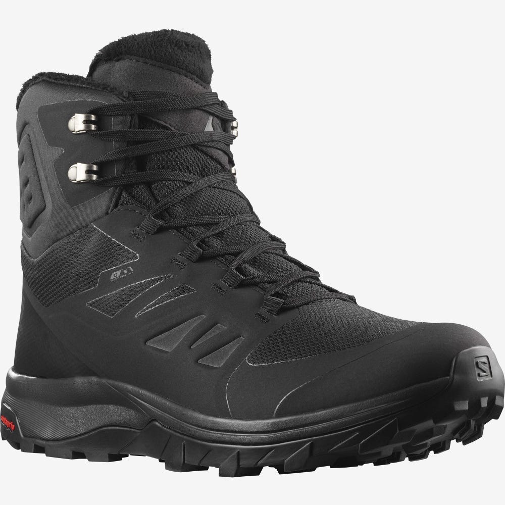 Men's Salomon OUTBLAST THINSULATE™ CLIMASALOMON™ WATERPROOF Winter Boots Black | SA30482-920