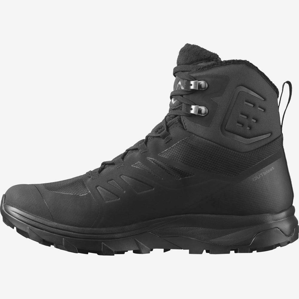 Men's Salomon OUTBLAST THINSULATE™ CLIMASALOMON™ WATERPROOF Winter Boots Black | SA30482-920