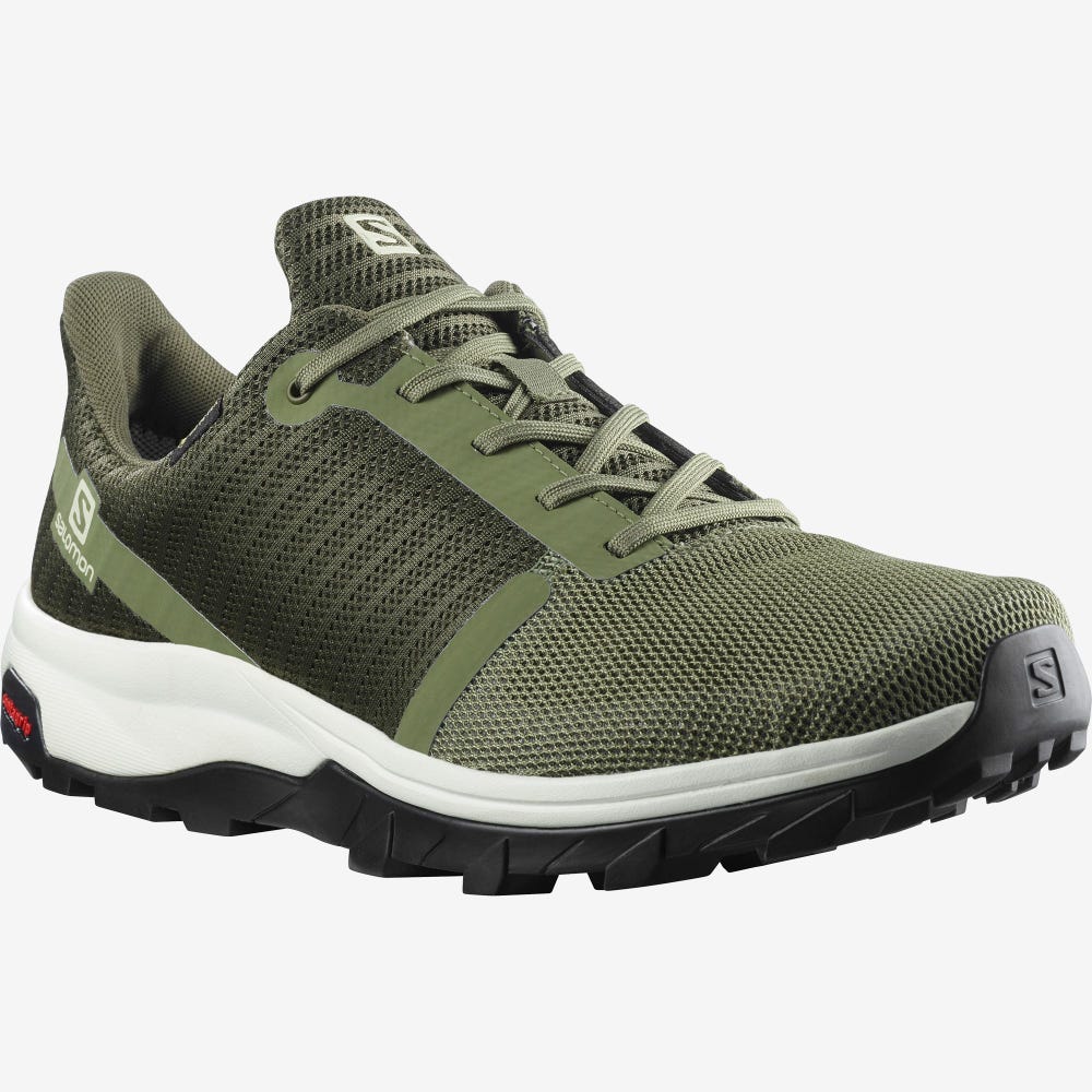 Men's Salomon OUTBOUND PRISM GORE-TEX Hiking Shoes Deep Green/Olive/Light Yellow | SA20659-314