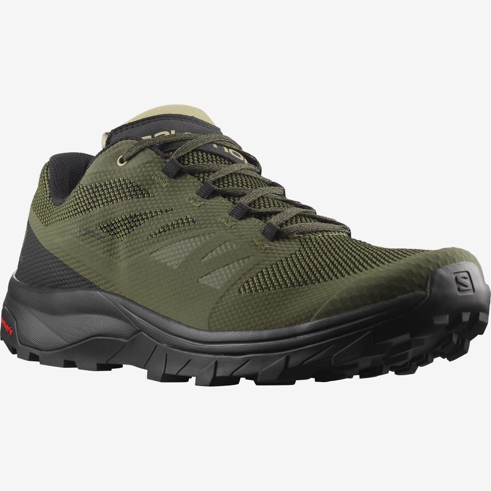 Men's Salomon OUTLINE GORE-TEX Hiking Shoes Olive/Black | SA26793-159