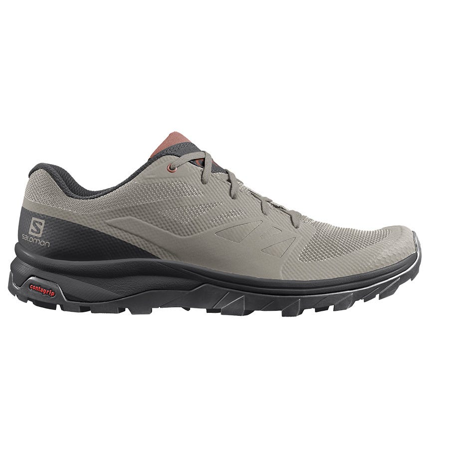 Men's Salomon OUTLINE Hiking Shoes Black/Dark Red | SA78493-839