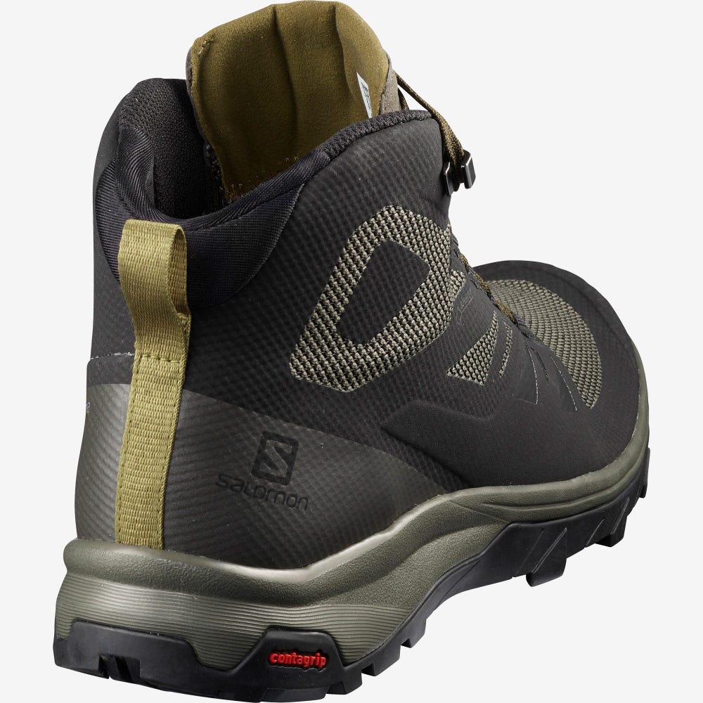 Men's Salomon OUTLINE MID GORE-TEX Hiking Boots Black/Brown | SA53421-127