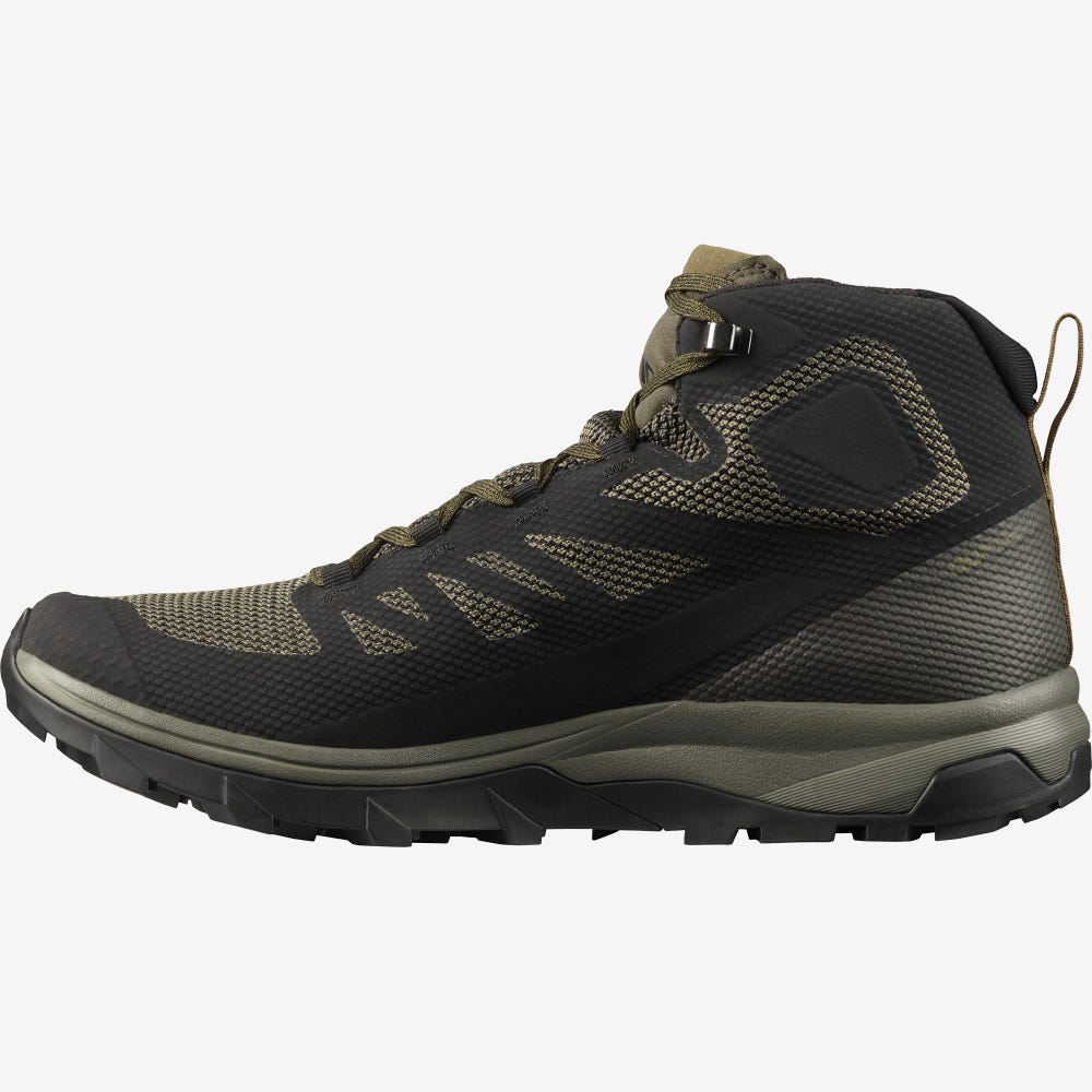 Men's Salomon OUTLINE MID GORE-TEX Hiking Boots Black/Brown | SA53421-127