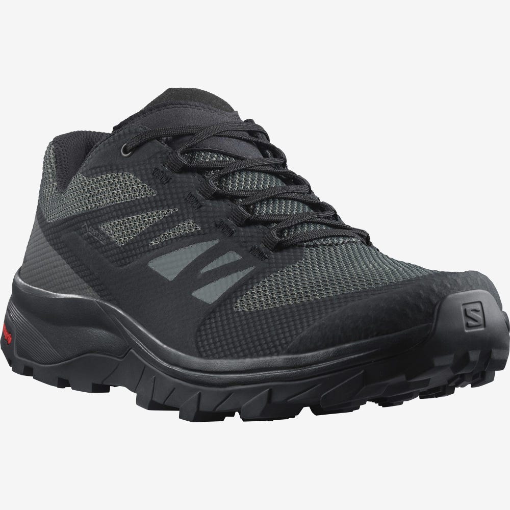 Men's Salomon OUTLINE WIDE GORE-TEX Hiking Shoes Black | SA82064-369