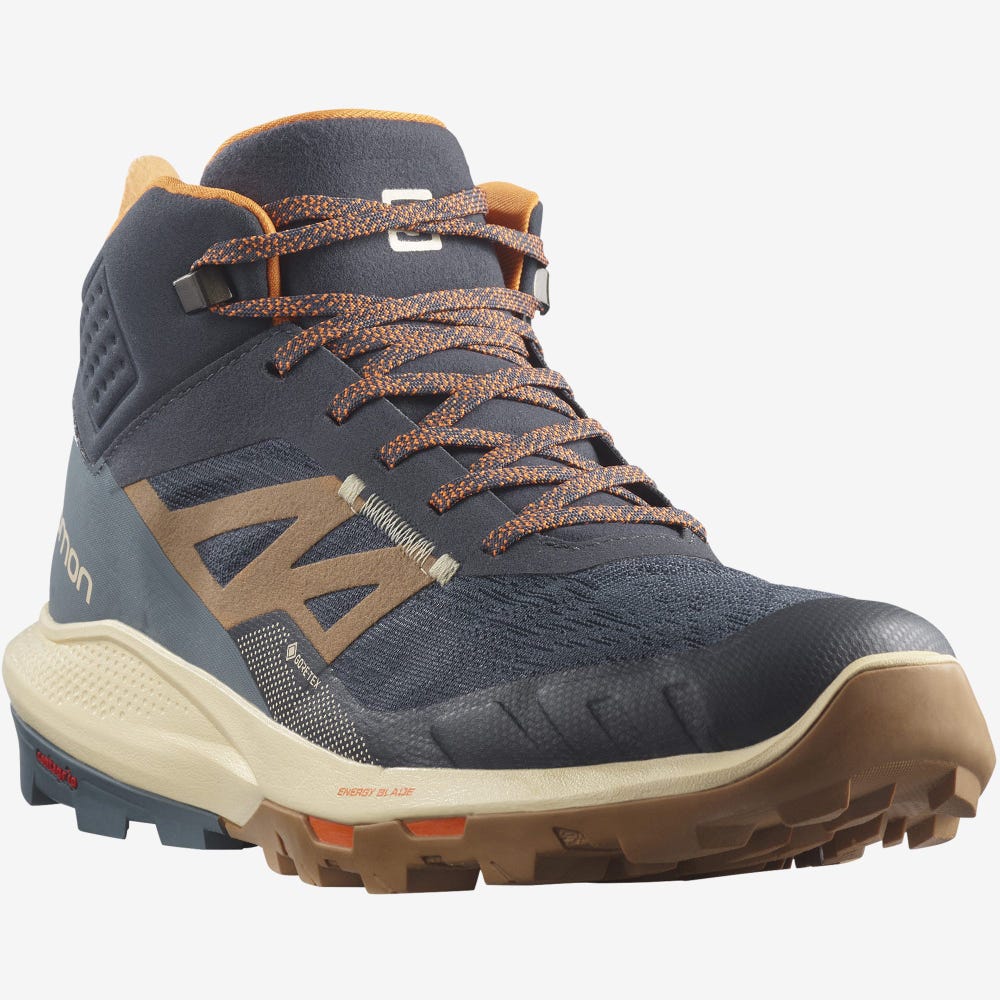 Men's Salomon OUTPULSE MID GORE-TEX Hiking Boots Grey/Brown/Orange | SA13059-043