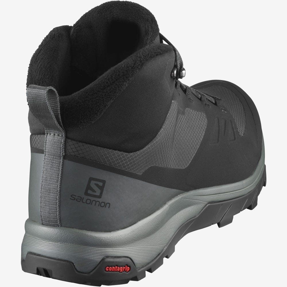 Men's Salomon OUTSNAP CLIMASALOMON™ WATERPROOF Winter Boots Black | SA30756-654