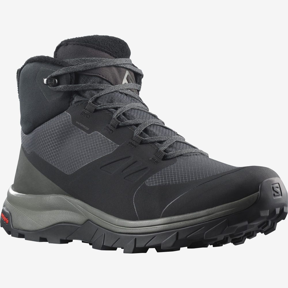 Men's Salomon OUTSNAP CLIMASALOMON™ WATERPROOF Winter Boots Black | SA30756-654